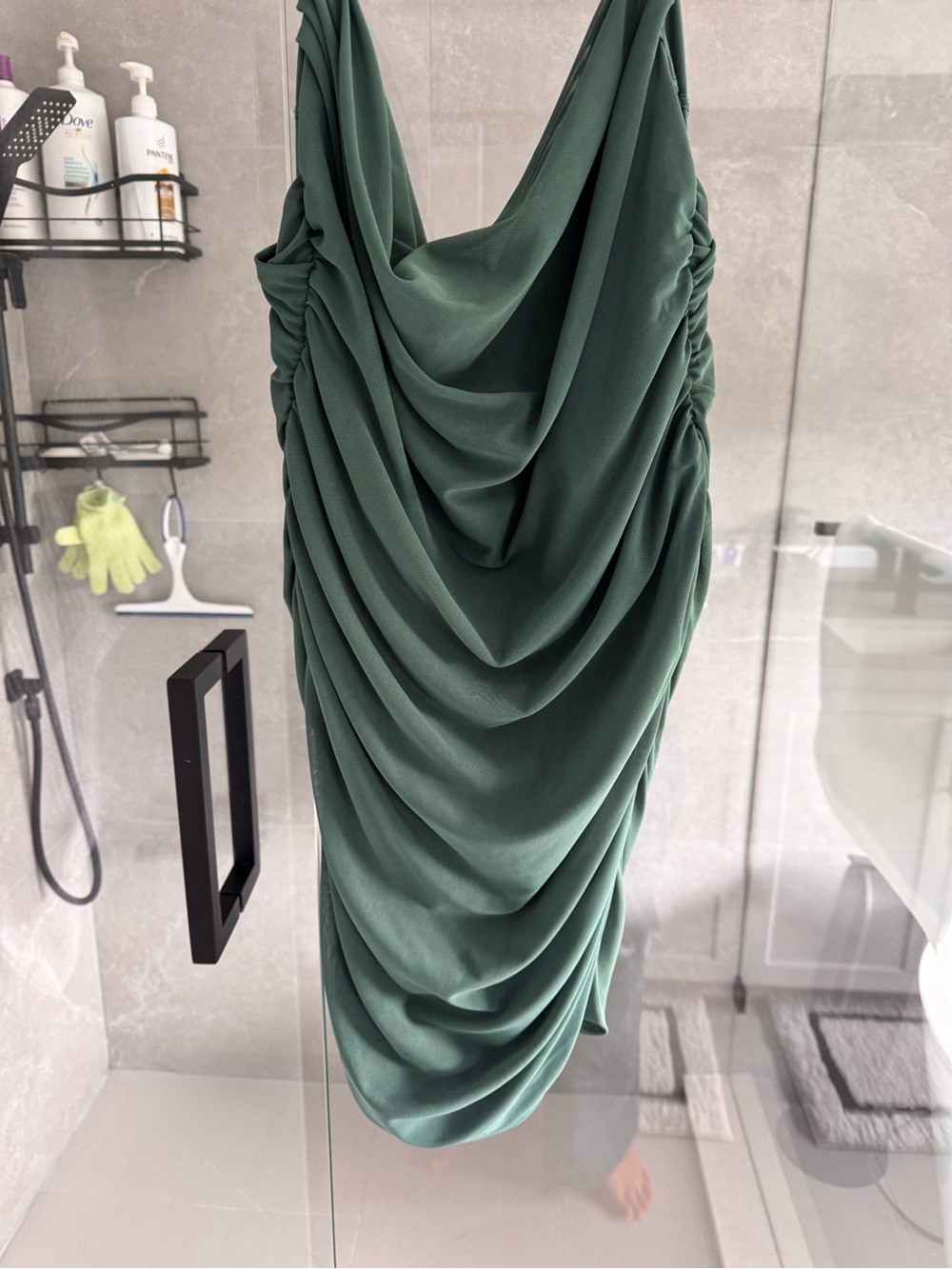 Garage Deep Green Draped Midi Dress